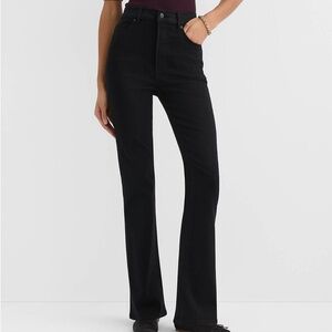 LOFT Rivete Petite High Rise Slim Flare Jeans in Noir Wash — 27